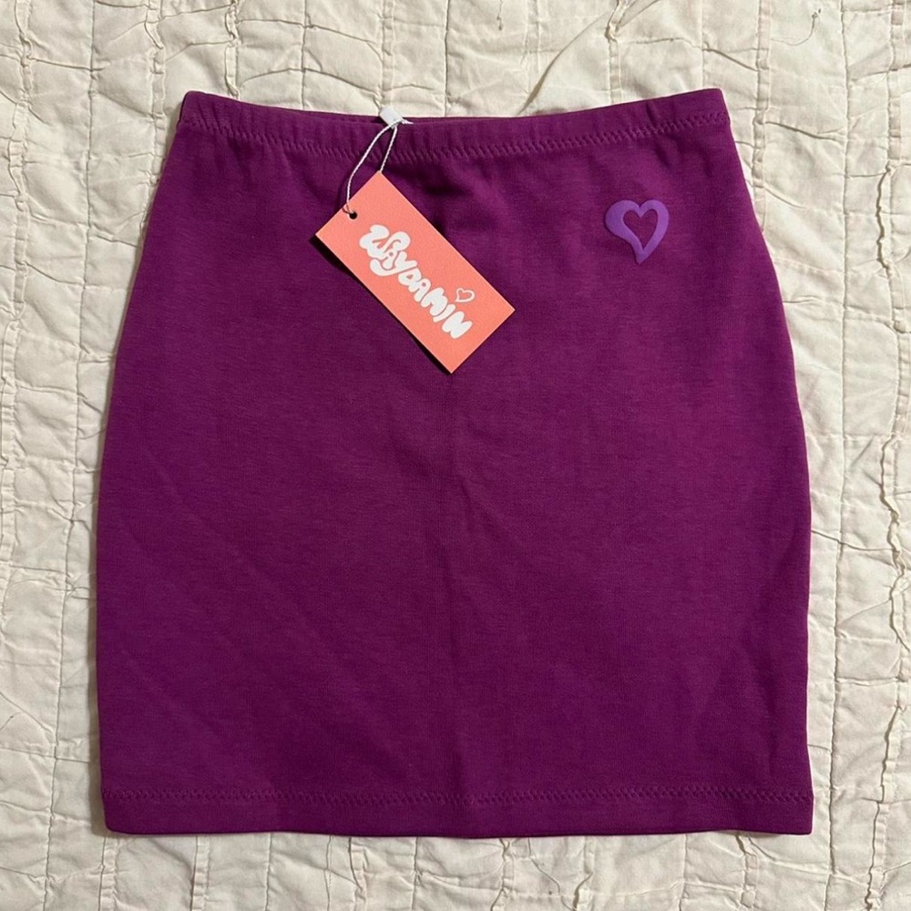 NWT Waydamin Purple Mini Skirt with Heart Detail